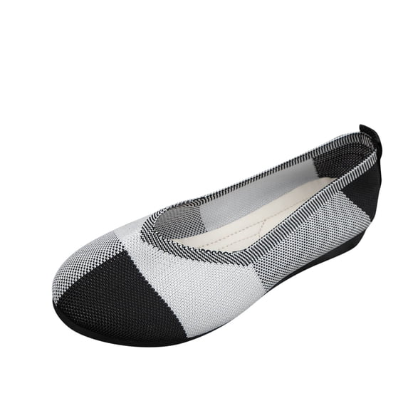 Sngxgn Flats for Women Soft Slip On Flat Shoes Work Flat Woman Walking Shoes Comfortable Casual(Black,42)