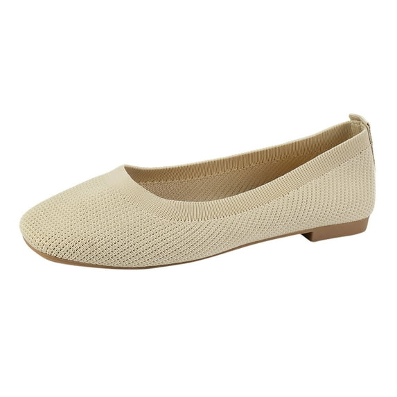 Sngxgn Flats for Women Soft Slip On Flat Shoes Work Flat Woman Walking Shoes Comfortable Casual(Beige,37)