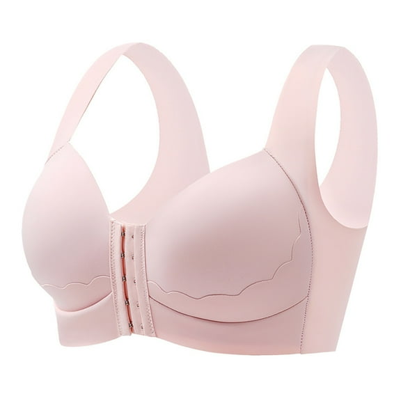 Sngxgn Front Closure Bra for Women Seamless Unlined Underwire T-Shirts Bra(Pink,XL)