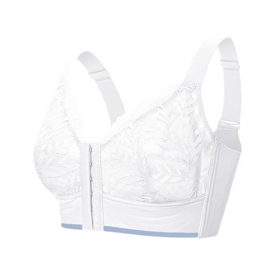 Sngxgn Front Closure Bra for Women Seamless Unlined Underwire T-Shirts Bra(White,34/75C)