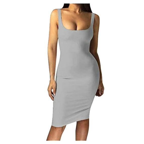 Sngxgn Full Slip for Under Dresses Adjustable Spaghetti Strap Sleeveless Dress Women's Slip Long Dress(Grey,L)