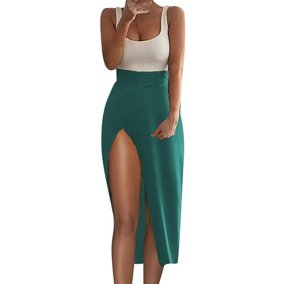 Sngxgn Full Slip for Women Under Dress Casual Solid Sleeveless Dress(Green,L)