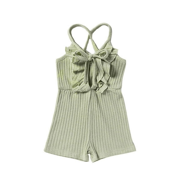 Sngxgn Girl Baby Girls Ruffle Sleeve Bodysuit Toddler Girl Shirts Jumpsuit(Green,2-3 Years)