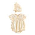 thumbnail image 1 of Sngxgn Girl Romper Baby Girls Ruffle Bodysuit Knit Shirt Toddler Girl Jumpsuit Tops(Beige,6M), 1 of 9