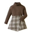 thumbnail image 1 of Sngxgn Girl's 2 Piece Outfits Button Front Long Sleeve Jacket and Skirt Set(Brown,130), 1 of 7