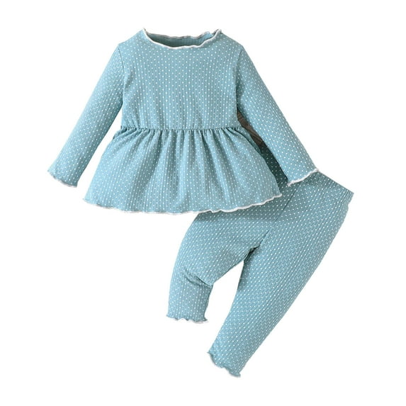 Sngxgn Girl's 2 Piece Outfits Long Sleeve Sweatshirt Legging Pants Set(Light Blue,6)