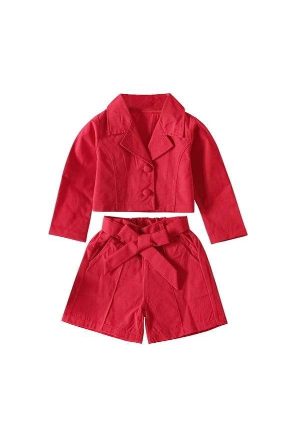 Girl's 2 Piece Outfits Long Sleeve Sweatshirt Legging Pants Set(Red,120)