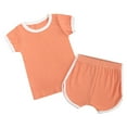 thumbnail image 1 of Sngxgn Girl's 2 Piece Outfits Short Sleeve Shirt and Belted Pants Set(Orange,90), 1 of 9