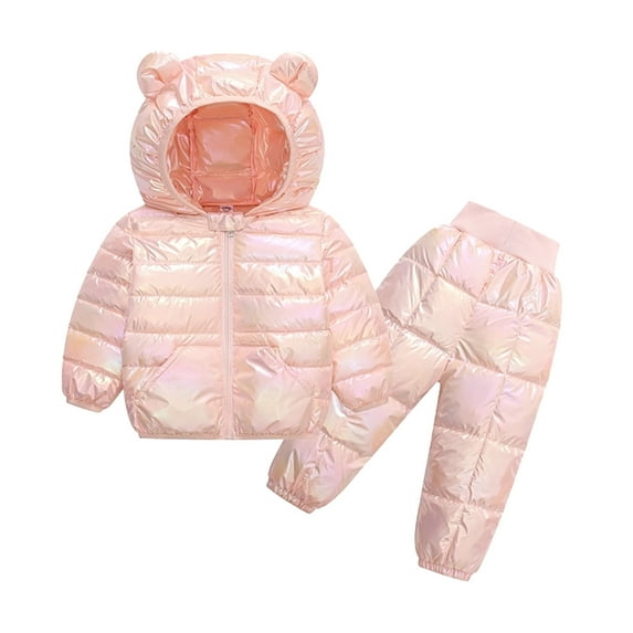 Sngxgn Girl's 2 Piece Rib Knit Outfits Twist Front Long Sleeve Top and Flare Pants Set(Pink,100)