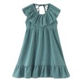 thumbnail image 1 of Sngxgn Girl's A Line Flowy Ruffle Sleeveless Party Mini Dress(Blue,100), 1 of 5