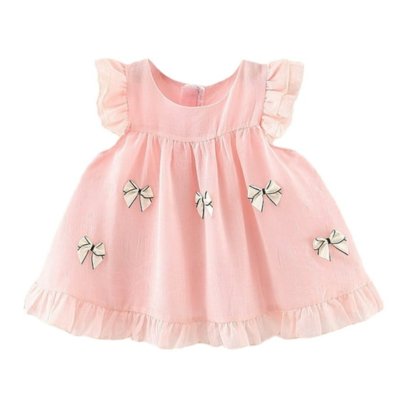 Sngxgn Girl's A Line Flowy Ruffle Sleeveless Party Mini Dress(Pink,11)