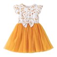 thumbnail image 1 of Sngxgn Girl's A Line Flowy Ruffle Sleeveless Party Mini Dress(Yellow,6Y), 1 of 7
