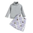 thumbnail image 1 of Sngxgn Girl's Casual 2 Piece Outfits Long Sleeve Tees and Pleated Skirt Set(Grey,100), 1 of 9