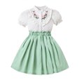 thumbnail image 1 of Sngxgn Girl's Casual 2 Piece Outfits Long Sleeve Tees and Pleated Skirt Set(White,6Y), 1 of 8