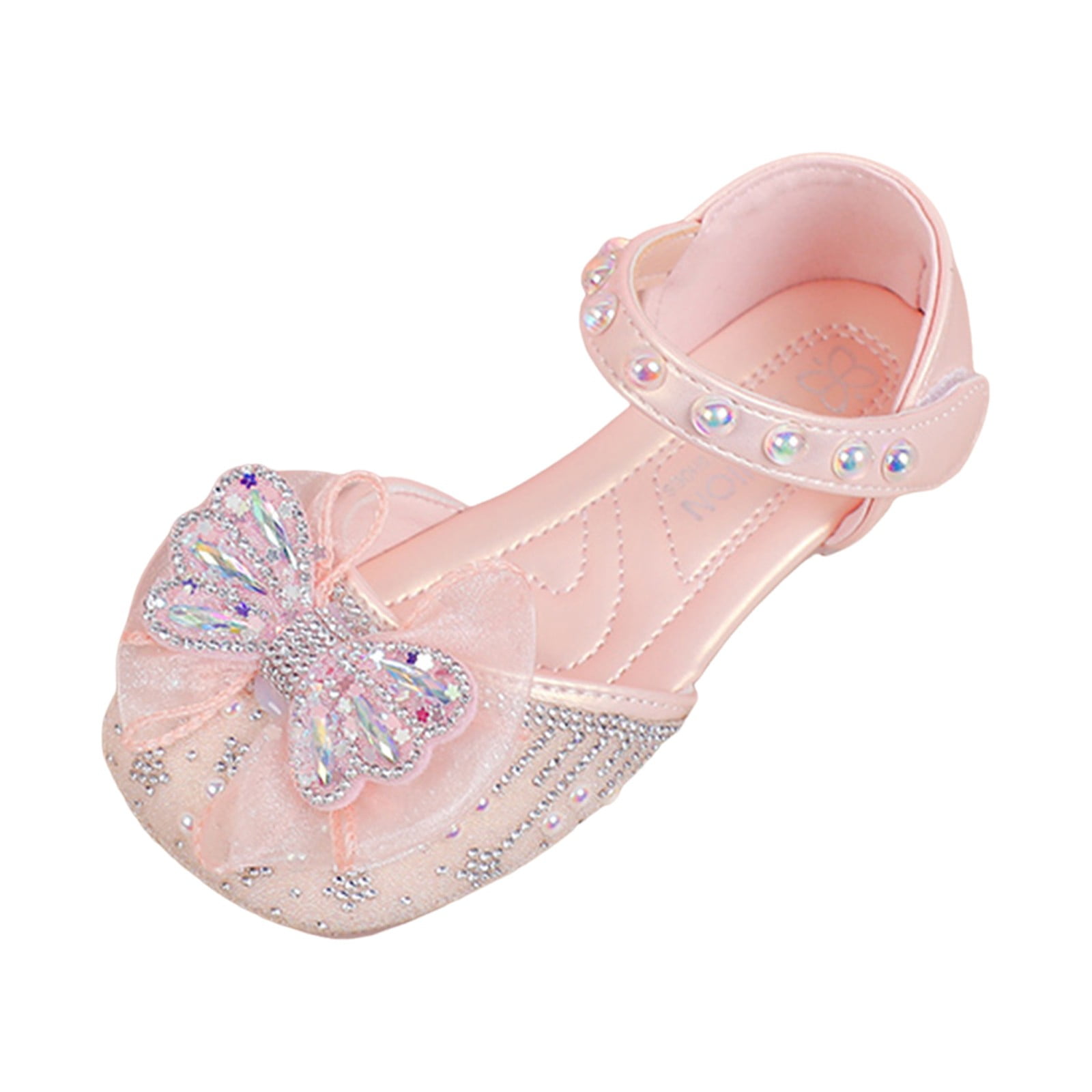 UIKGITP Girls' Princess Mary Jane Ballet Flats - Bow & Pearl Strap, Pink/Black/White, Non-Slip Sole 2 thumbnail image