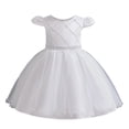 thumbnail image 1 of Sngxgn Girl's Puff Long Sleeve High Waist A Line Short Dress(White,140), 1 of 5