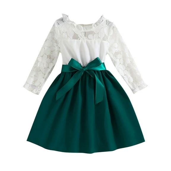 Sngxgn Girl's Short Sleeve Floral Print Loose Casual Long Dress(Green,6)