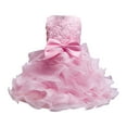 thumbnail image 1 of Sngxgn Girl's Summer Dresses Ruffle Sleeve Tiered Swing Midi Casual Sundress(Pink,120), 1 of 4