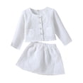 thumbnail image 1 of Sngxgn Girls 2 Piece Outfit High Neck Tee Shirt with Mini Skirt Set(White,110), 1 of 9