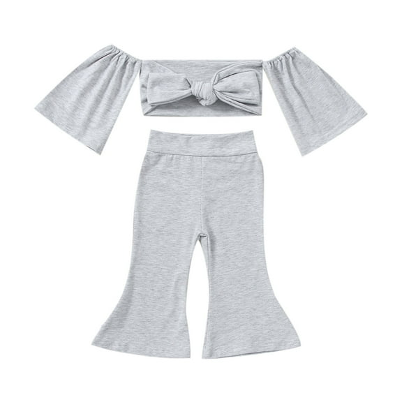 Sngxgn Girls 2 Piece Outfits Tracksuit Clothes Sweatsuit Ruffle Pullover Sweatshirt Sweatpants Clothing Sets(Grey,80)