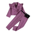 thumbnail image 1 of Sngxgn Girls 2 Piece Outfits Tracksuit Clothes Sweatsuit Ruffle Pullover Sweatshirt Sweatpants Clothing Sets(Purple,110), 1 of 9