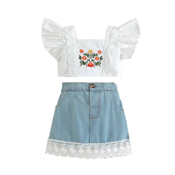 Sngxgn Girls 2 Piece Skirt Set Long Sleeve Knitted Sweater Pullover Top and Pleated Skirt 2 Piece Outfit(White,3Y)