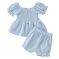 thumbnail image 1 of Sngxgn Girls Clothes 2 Piece Outfit Top Pants Set with Shirt(Blue,12M), 1 of 7