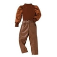 thumbnail image 1 of Sngxgn Girls Clothes 2 Piece Outfit Top Pants Set with Shirt(Brown,7Y), 1 of 8