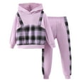 thumbnail image 1 of Sngxgn Girls Clothes 2 Piece Outfit Top Pants Set with Shirt(Purple,4Y), 1 of 8