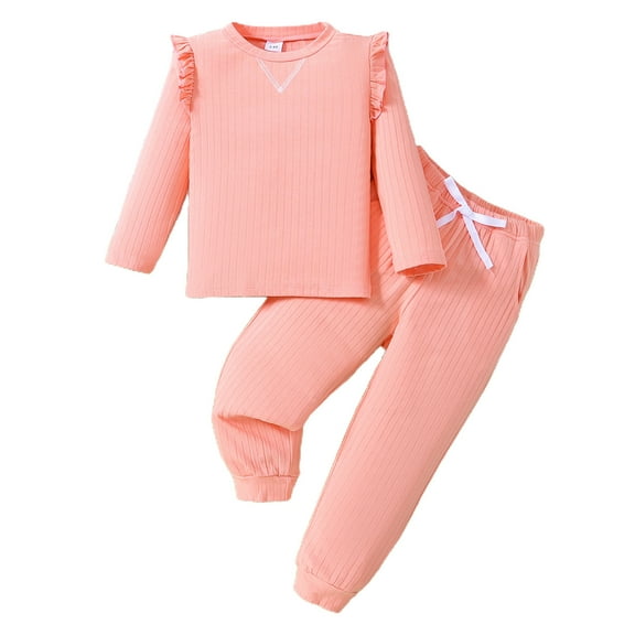 Sngxgn Girls Clothes 2 Piece Outfit Top Pants Set with Shirt(Red,5Y)