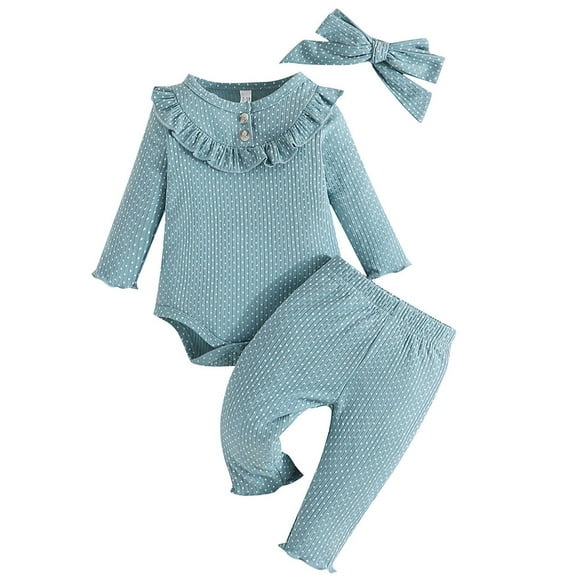 Sngxgn Girls Clothing Sets Square Neck Rib Knit Shirts + Stylish Wide Leg Pants + Cute 2pcs Fall Clothes Outfits(Blue,18M)