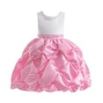 thumbnail image 1 of Sngxgn Girls Dresses Short Sleeve Solid Color Casual A-Line Pleated Dress(Pink,6Y), 1 of 6