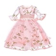 thumbnail image 1 of Sngxgn Girls Dresses Solid Color Tie Back Long Sleeve Ruffle Hem Casual Elegant Little Girl Dresses(Pink,120), 1 of 6
