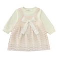 thumbnail image 1 of Sngxgn Girls Long Sleeve Backless Lace Flower Square Neck Tiered Ruffle Swing Party Dress(Pink,110), 1 of 7