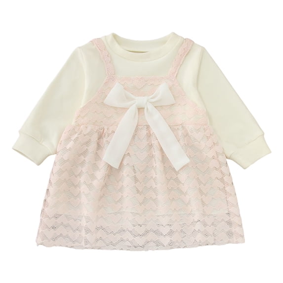 Sngxgn Girls Long Sleeve Backless Lace Flower Square Neck Tiered Ruffle Swing Party Dress(Pink,110)