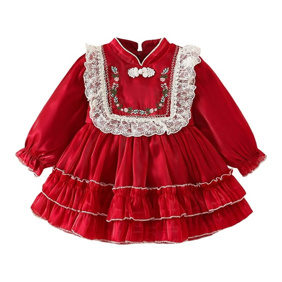 Sngxgn Girls Party Dress A-Line Midi Dresses(Red,10)