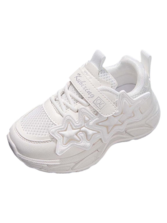 Girls Shoes Kids Slip on Tennis Sneakers Walking Running Athletic Gym Shoes(White,3)