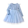 thumbnail image 1 of Sngxgn Girls' Sleeveless Party Dress, Fit and Flare Silhouette, Round Neckline & Back Zip Closure(Blue,110), 1 of 6
