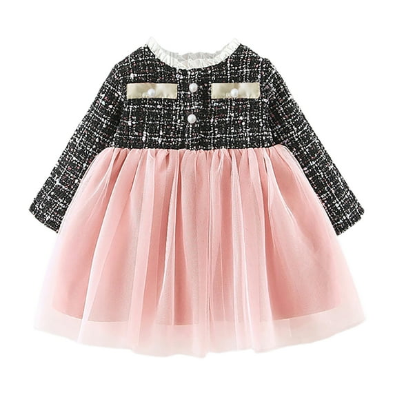 Sngxgn Girls Tulle Mesh Dress Ruffle Party Flower Shirred Tutu Dress(Pink,90)