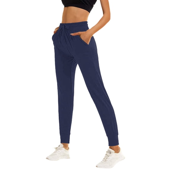 Sngxgn High Waist Cargo Pants Women Women Solid Trousers Casual Baggy Elastic Waist Wide Leg Pants With Pockets(Navy,XXL)