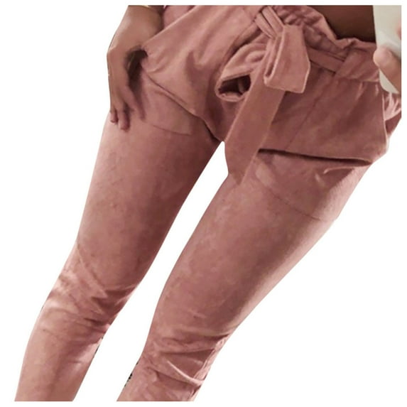 Sngxgn High Waist Cargo Pants Women Women Solid Trousers Casual Baggy Elastic Waist Wide Leg Pants With Pockets(Pink,XL)
