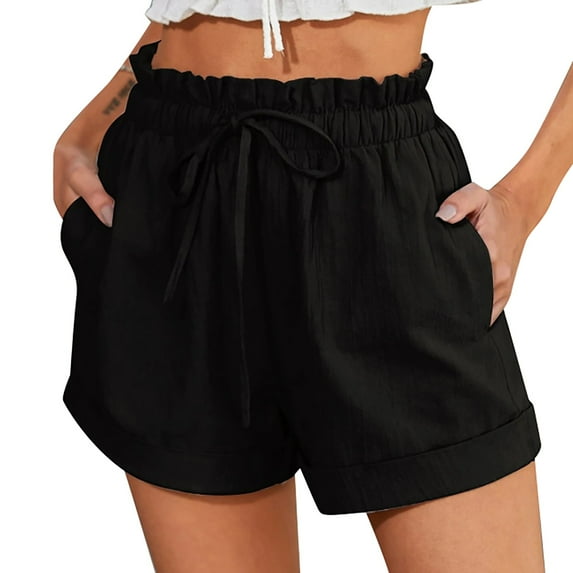 Sngxgn High Waist Yoga Shorts for Women's Tummy Control Fitness Workout Running Shorts with Deep Pockets(Black,S)