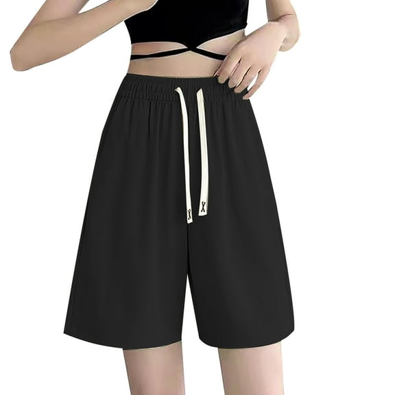 Sngxgn High Waist Yoga Shorts for Women's Tummy Control Fitness Workout Running Shorts with Deep Pockets(Black,XL)