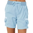 thumbnail image 1 of Sngxgn High Waist Yoga Shorts for Women's Tummy Control Fitness Workout Running Shorts with Deep Pockets(Light Blue,XXXL), 1 of 6