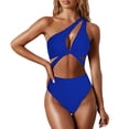thumbnail image 1 of Sngxgn High Waisted Cutout Ribbed V Cut Bikini Set 2 Piece Swimsuit(Blue,L), 1 of 4