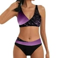 thumbnail image 1 of Sngxgn High Waisted Cutout Ribbed V Cut Bikini Set 2 Piece Swimsuit(Purple,M), 1 of 9
