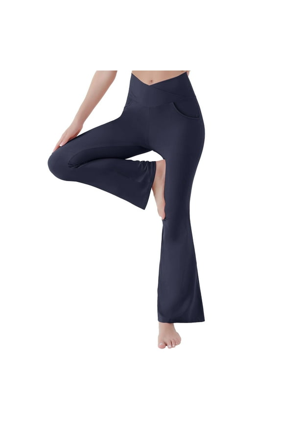 High Waisted Yoga Pants for Women Tummy Control Soft Pants(Navy,S)