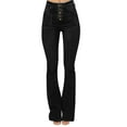 thumbnail image 1 of Sngxgn Jeans for Women Ripped High Waisted Classic Flared Denim Pants(Black,XL), 1 of 5