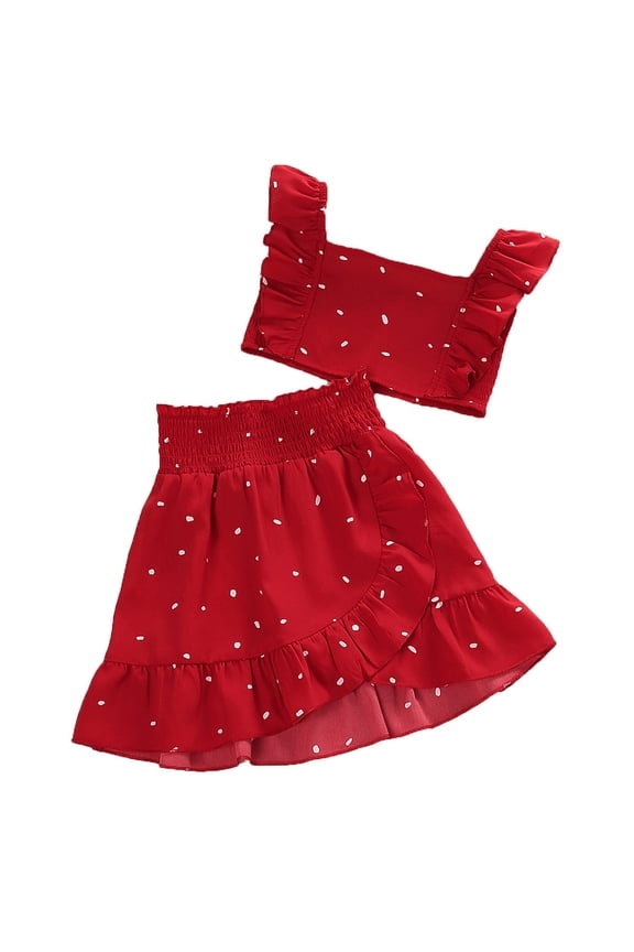 Kids Toddler Baby Girl Fall Winter Outfit Long Sleeve Pompom Shirt Sweater Top Skirt(Red,4Y)