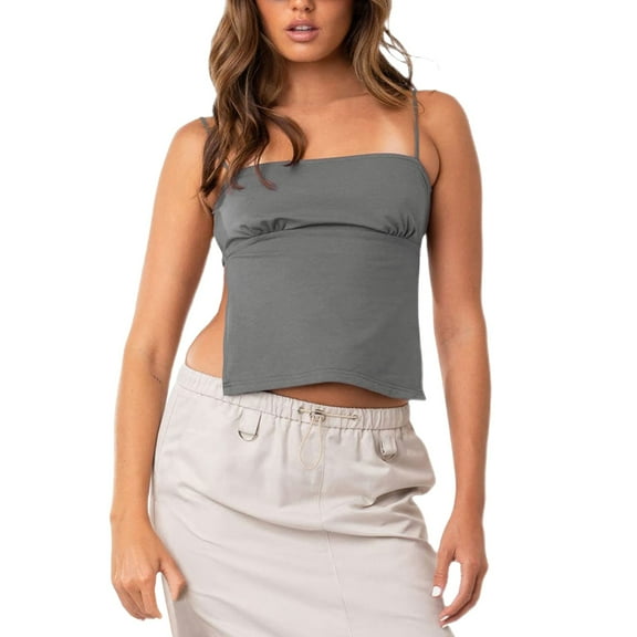 Sngxgn Lace Tank Top for Women High Neck Camisoles Double-Layered Crop Top(Grey,S)